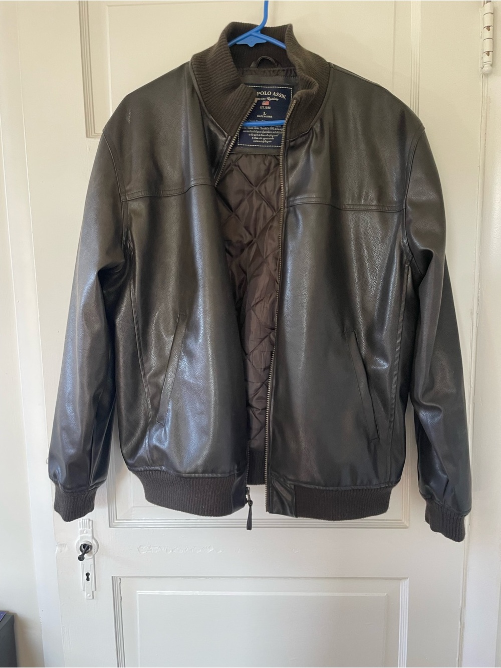 U.S. Polo Association Men’s Brown Leather Bomber Jacket
